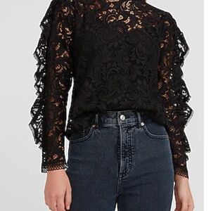 Express Black Lace Blouse